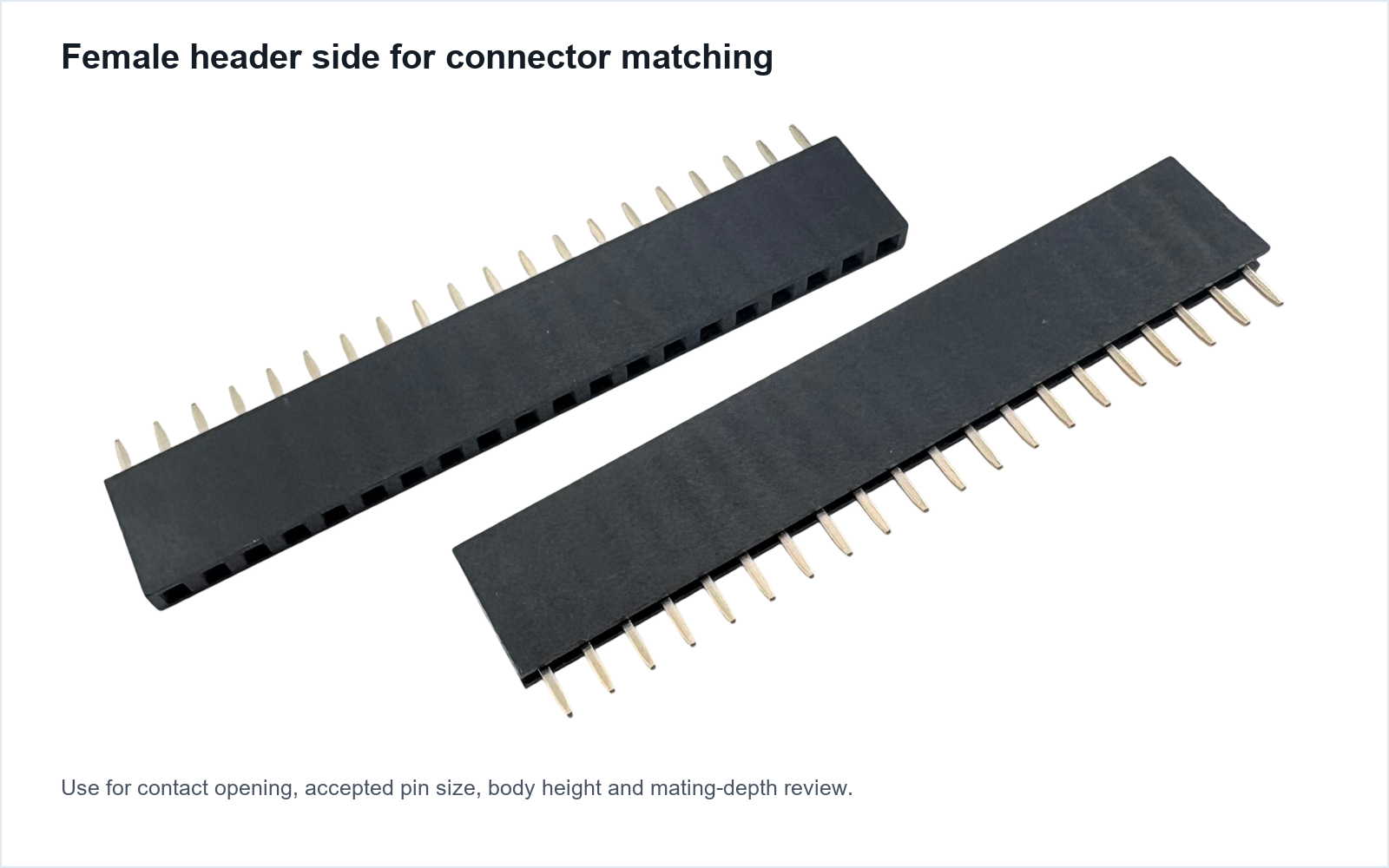 Pin header and female header mating reference for board-to-board RFQ